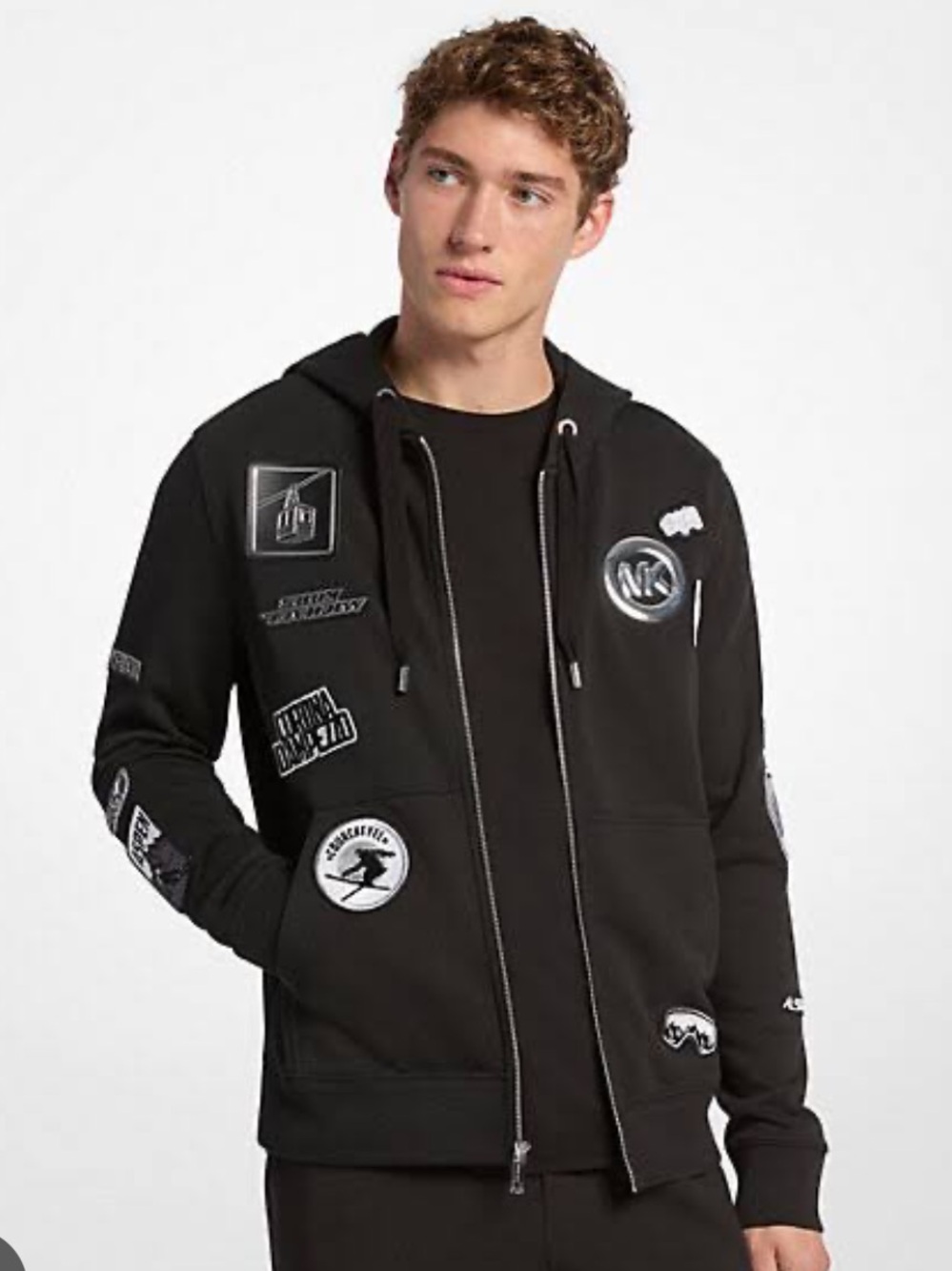 Michael Kors Embellished Cotton Zip-Up Hoodie Size M